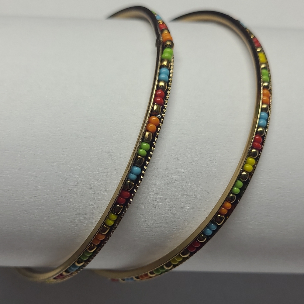 Colorful Beaded Gold Bangle Set